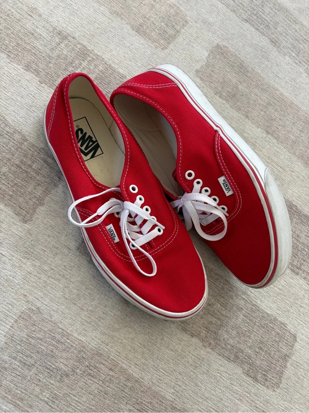 Vans Authentic - Red Canvas Low Top Sneakers with White Accents